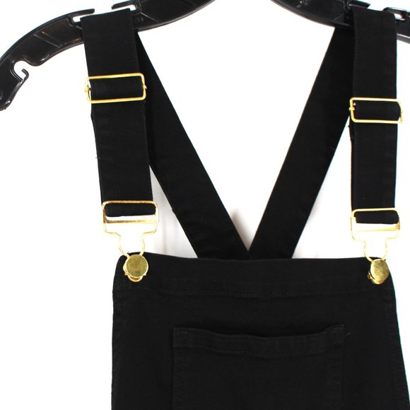 WeWoreWhat Black Stretch Denim High Rise Skinny Bib Overalls X-Small Jumpsuit XS - Picture 3 of 9
